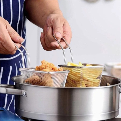 8 Cestas Grandes De Patatas Fritas Cuadradas De Acero Inoxid