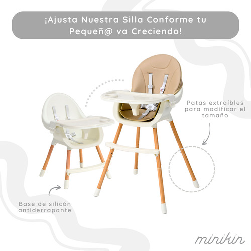 Silla Alta De Comer Periquera Bebé Ajustable 4 En 1 Premium Color Rosa Silla Periquera 4 En 1