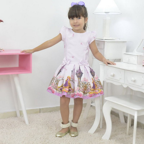 Vestido Infantil Da Rapunzel Enrolados