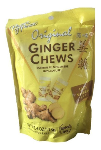 Una Bolsa Ginger Chews Caramelo Jengibre Net 4 Oz / 113g