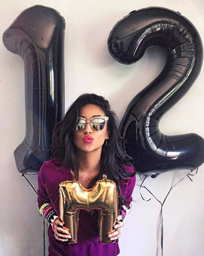 10pz Globo Metálico De Numero Negro 40 Pulgadas Negro