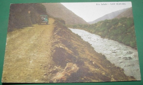 Postal Antigua Mendoza Rio Salado San Rafael Automovil 1959