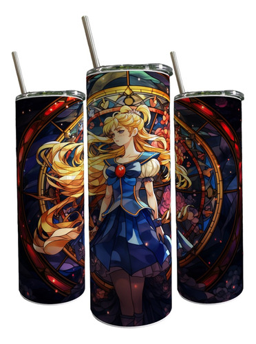 Termo Café Skinny Tumbler Termo Sailor Moon Tipo Vitral