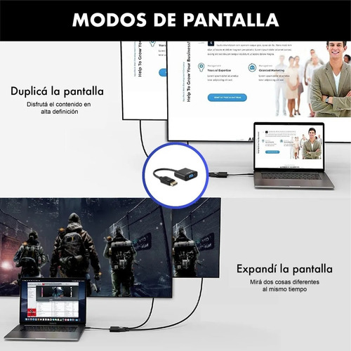 Adaptador De Señal Displayport A Vga Dehuka Unidireccional Ideal Placas De Video Notebook Conversor Display Port A Vga Para Computadora Accesorios Laptops Monitor Proyector Duplicar Pantalla Expandir