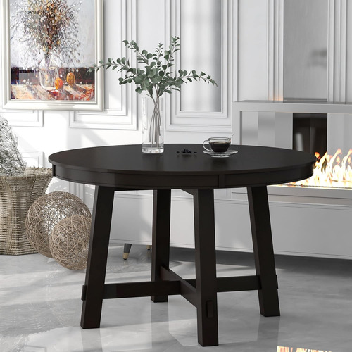 Mesa De Cocina Redonda Extensible 16 Madera Espresso