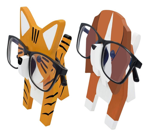 Marco De 2 Gafas De Madera Con Diseño De Animales De 6 Pulga