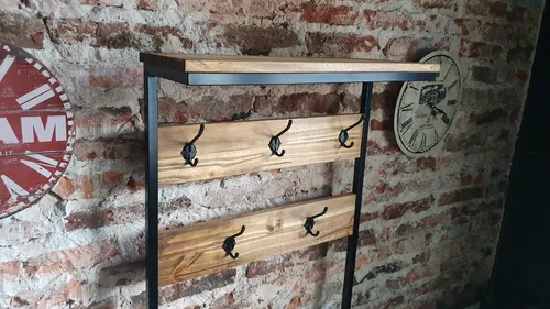 Perchero recibidor hierro y madera hotsell
