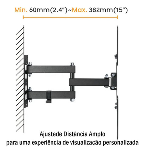 Suporte Para Tv Parede Tri-articulado 24 28 32 39 43 49 50 55 Polegadas