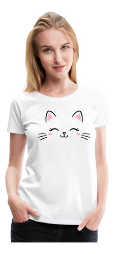 Polera  Gatito Lindo Regalon Gato Cute  Kawai Mujer