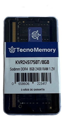 Memoria Ram Tecnomemory Sodimm Ddr4 8gb 2400mhz Kvr24s17s8t