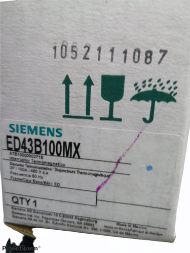 Interruptor Termomagnético Siemens 100a Modelo Ed43b100mx