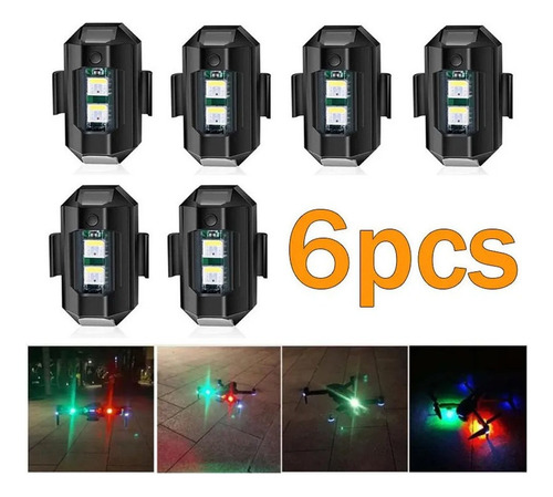 6 Piezas Mini Motocicleta Drone Luz Estroboscópica 7 Colores