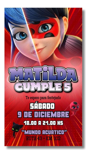 Invitación Digital Personalizada Miraculous