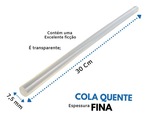 Imagem 3 de 6 de Refil De Bastão Cola Quente 1kg Fina 30cmx7mm Transparente