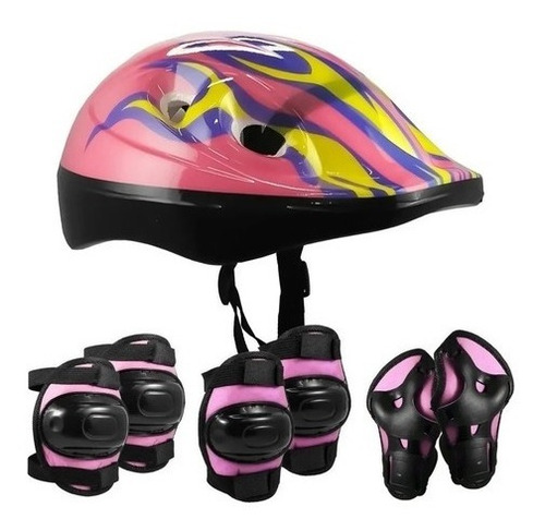 Casco Y Protectores Rodillera Para Bici Patines Roller Skate