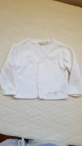 Cardigan De Hilo T 6 Meses Impecable Italiano Blanco Unisex