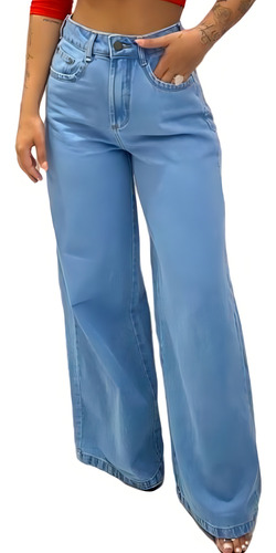 Calça Jeans Pantalona Wide Lag Moda Feminina