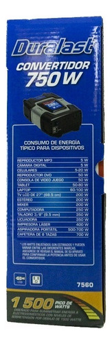 Inversor De Corriente 12v A 110v 750w Continuos 1500w Pico