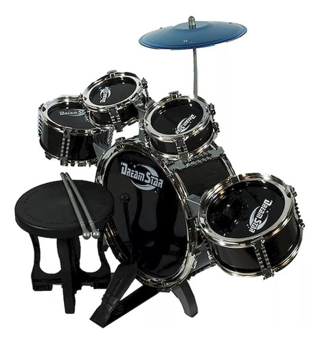 Bateria Grande Musical Banqueta Infantil Set Platillo Bombo 