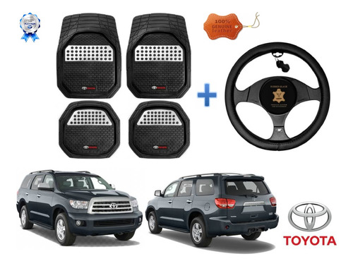 Tapetes 3d Logo Toyota + Cubre Volante Sequoia 2008 A 2015