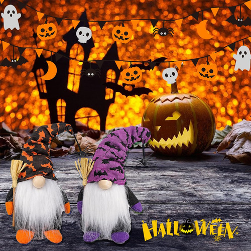 Gnomo De Peluche De Halloween,2 Pzs Adornos De Gnomos