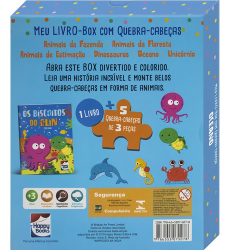 Meu LIVRO-Box com Quebra-cabeça: Oceano, de Brijbasi Art Press. Editorial Happy Books, capa mole em português, 2022