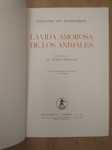 La Vida Amorosa De Los Animales - Wolfgang Von Buddenbrock (Usado)