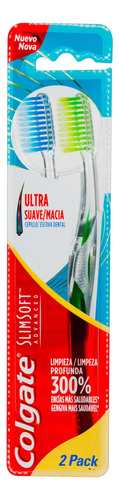 Cepillo de dientes Colgate Slim Soft Advanced ultra suave x 2 unidades