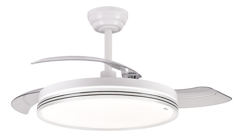 Ventilador De Techo 88w 3 Tonos Luz Y 6 Velocidades Jwj Cantidad De Aspas 4 Estructura Plateado Aspas Transparente Diámetro 1.075 M Material De Las Aspas Plástico