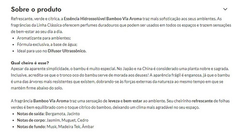 Essencia Bamboo 30ml Hidrossolúvel Via Aroma