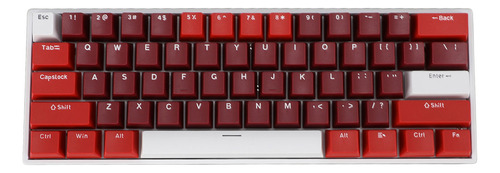 Teclado Mecánico Con Cable, 61 Teclas, Rojo, 60%, Diseño Usb