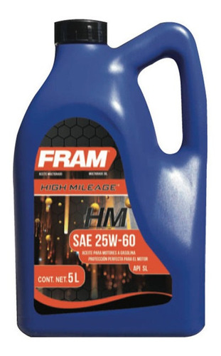 Aceite Mineral Fram 25w50 Api Sl Garrafa 5l