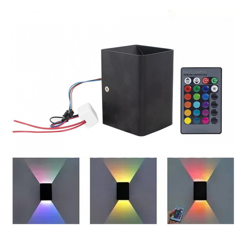 Aplique Pared Rgb Foco Exterior Luz Led C/control