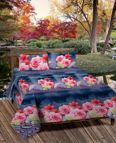 Cover Estampado 1 1/2 Reversible Con 1 Almohadon Relleno