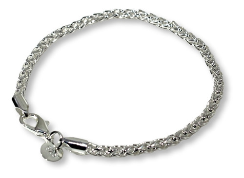 Pulsera Plata 925 Mujer Tejido Trigo Brillante - Adcesorios