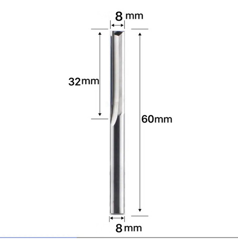 Fresa Router Cnc 2 Cortes Reta 8mm X 32mm - 3 Pçs.