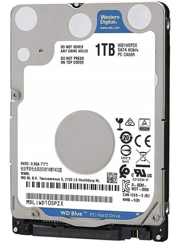 Disco Duro 1tb Wd Blue Hdd 2.5 Sata 3 5400 Rpm 144 Mb/s Nnet