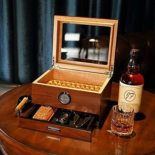 Jansfuren Humidor Madera De Cedro Español Para 25-55 Puros