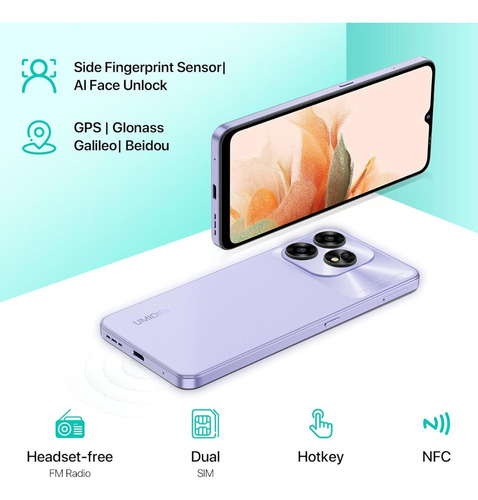 Umidigi A15 Cell Phones (16g+256g), Android 13 64mp Main Camera Octa Core Pantalla De Gota De Agua De Vista Completa Hd+ De 6,7 Batería De 5000 Mah