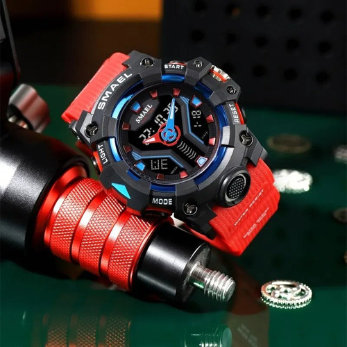 Reloj Deportivo Rojo Cronógrafo Doble Pantalla Resistente Go (Usado)