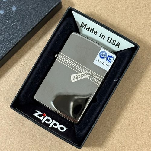 Encendedor Zippo Zipped Cierre Logo Original Made In Usa Gris Zipped Cierre