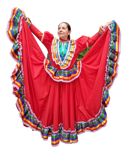 Vestido Jalisco Para Mujer Traje Típico Doble Vuelo