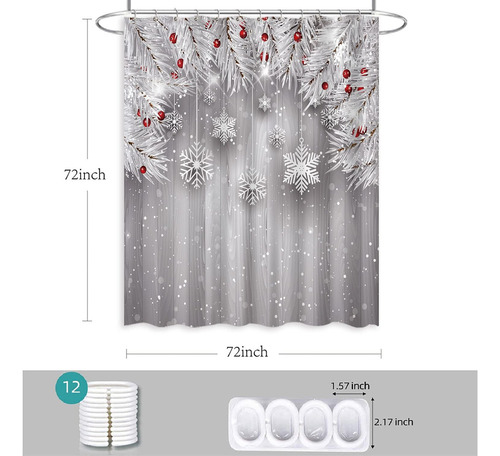 V Cortina De Ducha De Navidad, Diseño De Copos De Nieve De