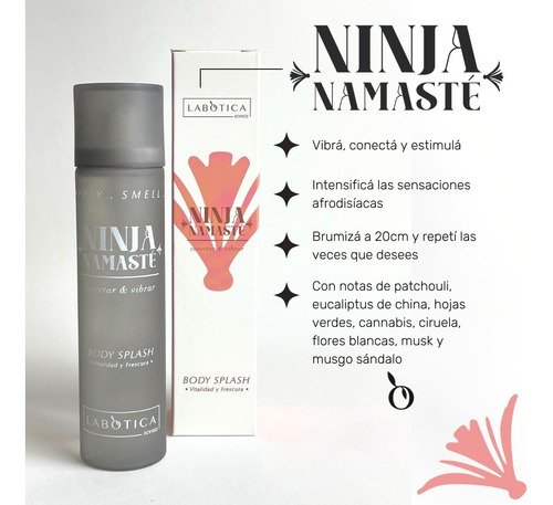 Imagen 2 de 8 de Labotica Body Splash Ninja Namaste Patchouli Con Desodorante