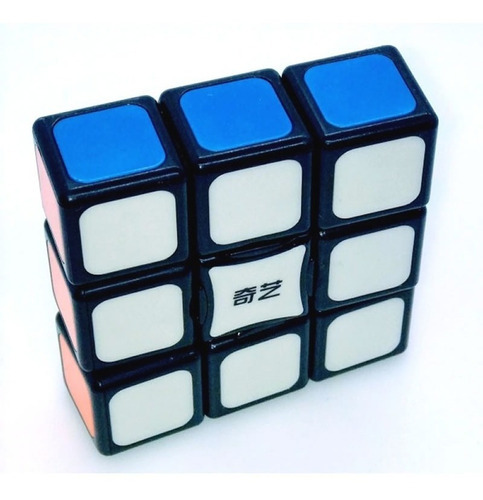 Cubo Cuboide Rubik 3x3x1 Floppy Qiyi 1x3x3 com estrutura de azulejos, cor preta