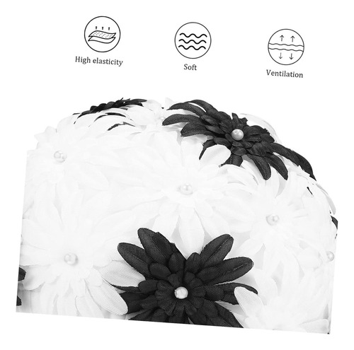 Gorro De Baño De Tela De Doble Capa Con Flores De Perlas