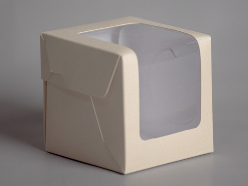 Imagen 1 de 3 de Caja 1 Pieza Con Visor 10x10x10 Cm (x50 U.) Tortas Mini Porciones Tazas Pvc Acetato - 050 Bauletto