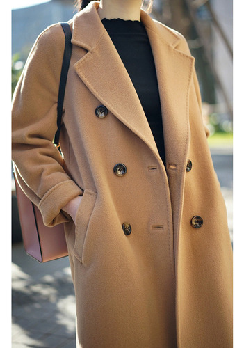 Gabardina Larga Abrigo Elegante Felpa Cruzada De Para Mujer