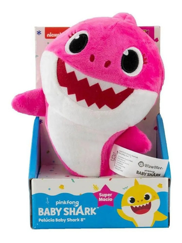 Imagem 1 de 5 de Pelúcia Baby Shark - Rosa Pink 20cm - Bebê Tubarão - Sunny