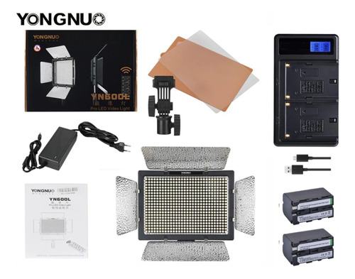 Kit Foco Led Yongnuo Yn600l + 2 Baterías Np-f970 + Cargador 